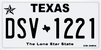 TX license plate DSV1221
