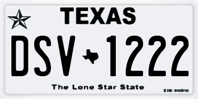 TX license plate DSV1222