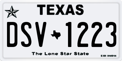 TX license plate DSV1223