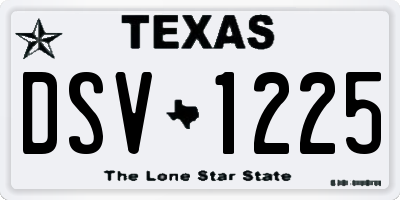 TX license plate DSV1225