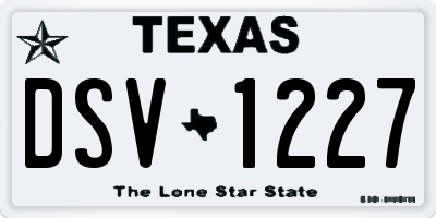 TX license plate DSV1227