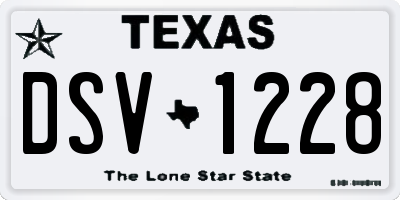 TX license plate DSV1228