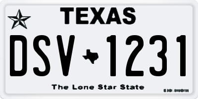TX license plate DSV1231