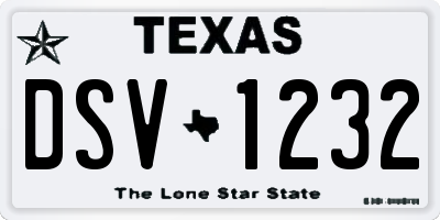 TX license plate DSV1232