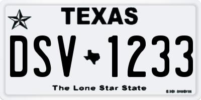 TX license plate DSV1233