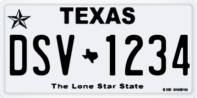 TX license plate DSV1234
