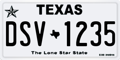 TX license plate DSV1235