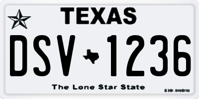 TX license plate DSV1236