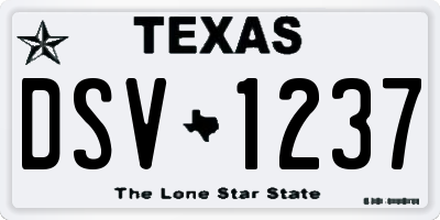 TX license plate DSV1237
