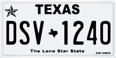 TX license plate DSV1240