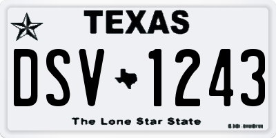 TX license plate DSV1243