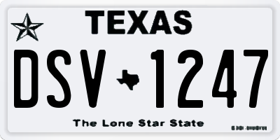 TX license plate DSV1247