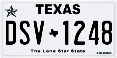 TX license plate DSV1248
