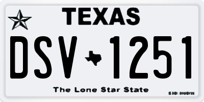 TX license plate DSV1251