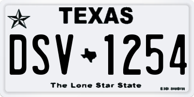 TX license plate DSV1254