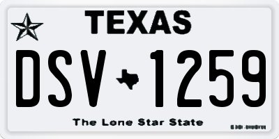 TX license plate DSV1259