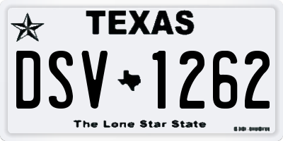 TX license plate DSV1262