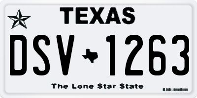 TX license plate DSV1263