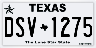 TX license plate DSV1275
