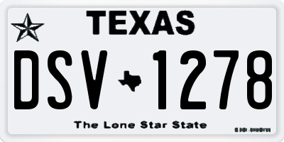 TX license plate DSV1278