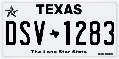 TX license plate DSV1283