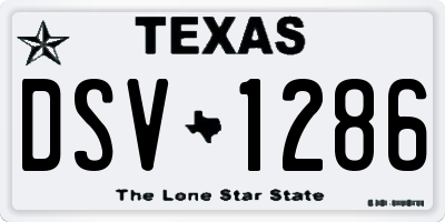TX license plate DSV1286