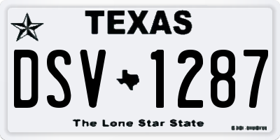 TX license plate DSV1287