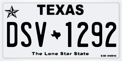 TX license plate DSV1292