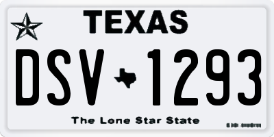 TX license plate DSV1293
