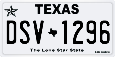 TX license plate DSV1296