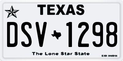 TX license plate DSV1298