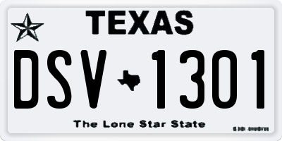 TX license plate DSV1301