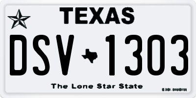 TX license plate DSV1303