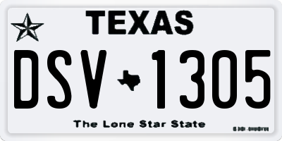 TX license plate DSV1305