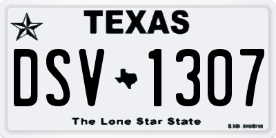 TX license plate DSV1307