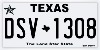 TX license plate DSV1308