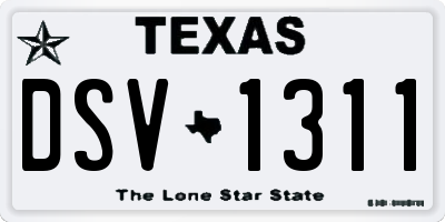 TX license plate DSV1311