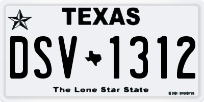 TX license plate DSV1312