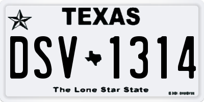 TX license plate DSV1314