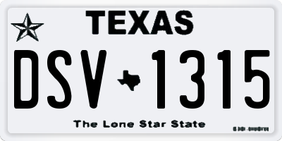 TX license plate DSV1315