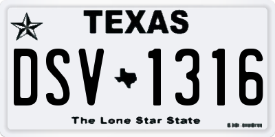 TX license plate DSV1316