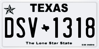 TX license plate DSV1318