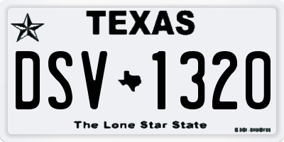 TX license plate DSV1320