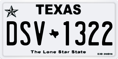 TX license plate DSV1322