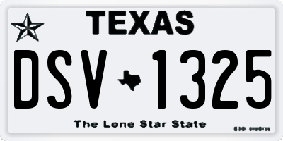 TX license plate DSV1325