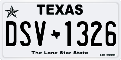 TX license plate DSV1326