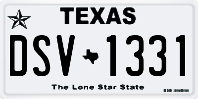 TX license plate DSV1331