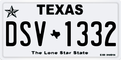 TX license plate DSV1332