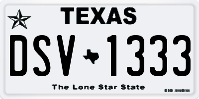 TX license plate DSV1333