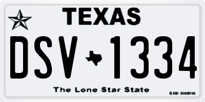 TX license plate DSV1334